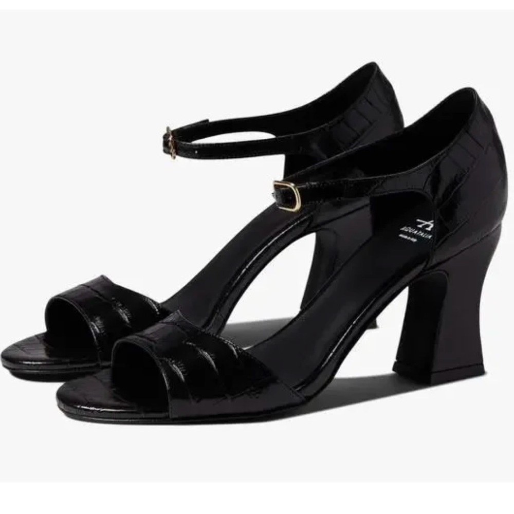 🌹AQUATALIA🌹 Calley Croc Black Leather Heels Size: 8.5
